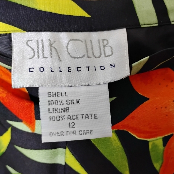 Vintage Silk Club 100% Silk Tropical Print Pants Cropped Resort Cruise Style - Picture 6 of 7